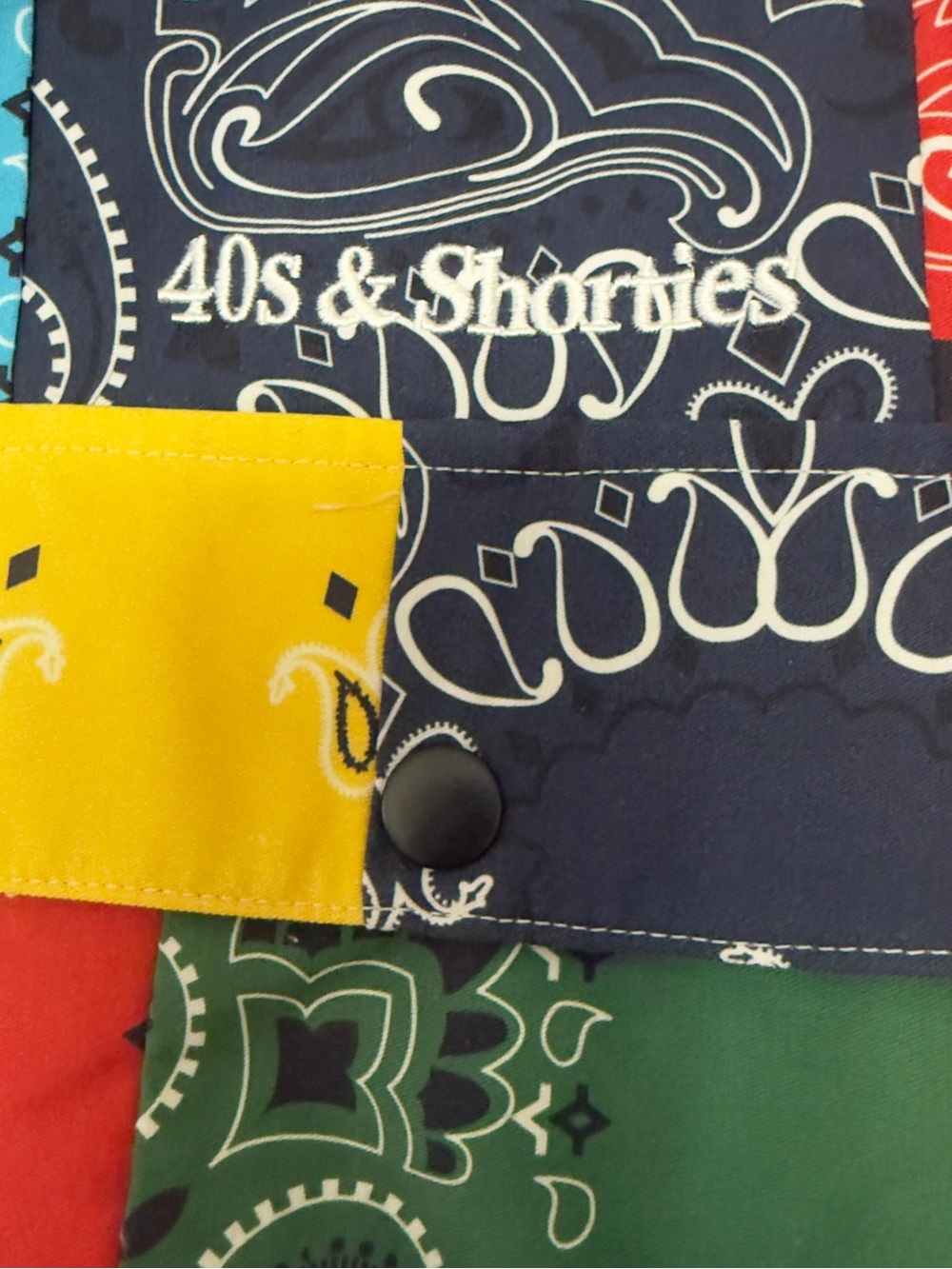 40s & Shorties Patchwork Bandana Button-Up Shirt/jacket in Multicolor sz small - Picture 3 of 8